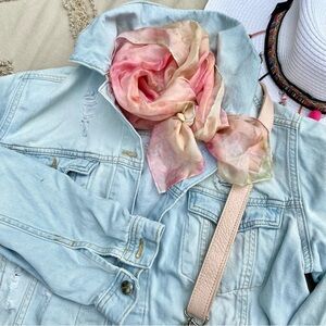 SILK Pastel Blush/coral Watercolour scarf/wrap w shabby chic resort beach vibe